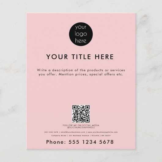 Prospectus 11,4 Cm X 14,2 Cm Logo professionnel QR Code promotionnel (Devant)