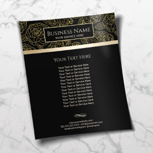 Prospectus 11,4 Cm X 14,2 Cm Luxe Black & Gold Floral Pattern Salon & Spa