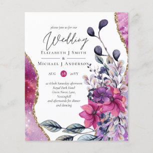 Prospectus 11,4 Cm X 14,2 Cm Magnifique BUDGET Violet Rose Floral Agate Mariage