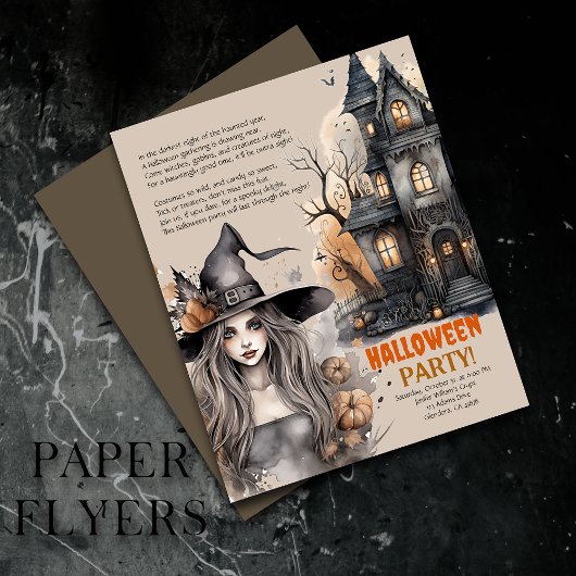 Prospectus 11,4 Cm X 14,2 Cm Maison hantée | Witch Halloween Poem Invitation