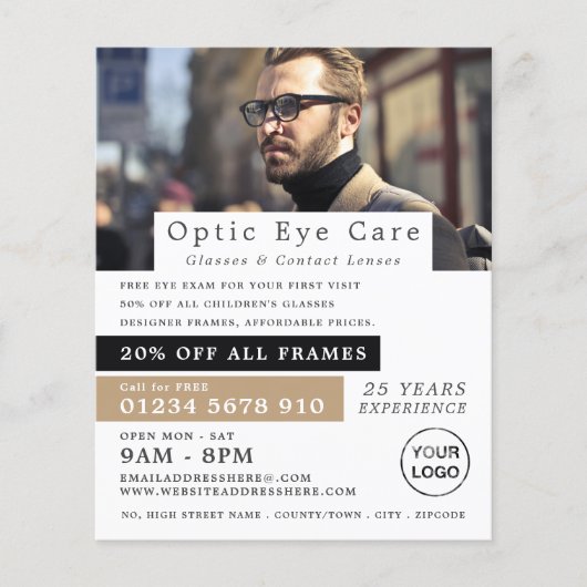 Prospectus 11,4 Cm X 14,2 Cm Male Model, Optician, Technical Practitioner (Devant)