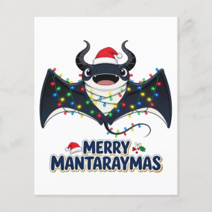 Prospectus 11,4 Cm X 14,2 Cm Manta Ray Santa Chapeau Lumières de Noël Merry Man