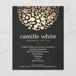Prospectus 11,4 Cm X 14,2 Cm Maquillage Artiste Gold Circles Beauté Salon Menu