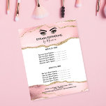 Prospectus 11,4 Cm X 14,2 Cm Maquillage Beauté Lashes Salon Blush Rose Girl Mod<br><div class="desc">Posez vos coups de fouet dans cette liste de prix moderne et tendance rose girly pour votre salon de beauté. Arrière - plan rose vif avec détails de parties scintillant or</div>