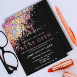 Prospectus 11,4 Cm X 14,2 Cm Maquillage Elégant Rose holographique Parties scin<br><div class="desc">Maquillage Elégant Rose Holographique Parties scintillant Or Nous sommes Open Salon Black Flyer</div>