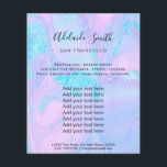 Prospectus 11,4 Cm X 14,2 Cm marbre bleu pastel et faux parties scintillant<br><div class="desc">salon de beauté professionnel maquillage artiste flyer</div>