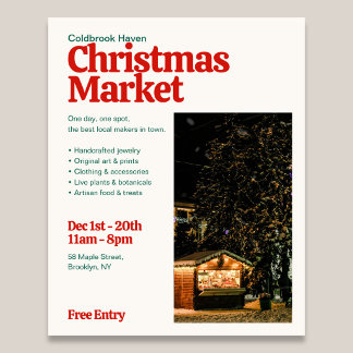 Prospectus 11,4 Cm X 14,2 Cm Marché de Noël Photo éditorial rétro Flyer