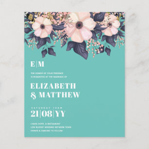 Prospectus 11,4 Cm X 14,2 Cm Mariage à budget le plus bas VOLS bleu rose Floral