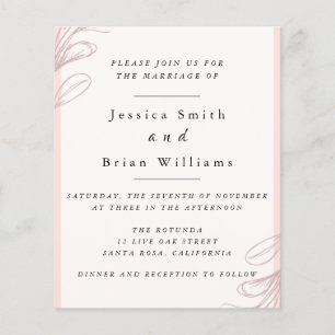 Prospectus 11,4 Cm X 14,2 Cm Mariage à la feuille rose blush