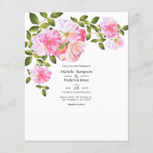 Prospectus 11,4 Cm X 14,2 Cm Mariage au jardin de roses roses