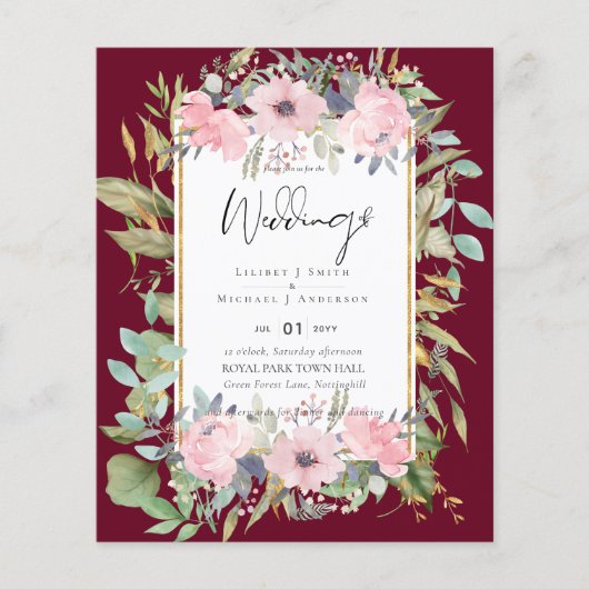 Prospectus 11,4 Cm X 14,2 Cm Mariage Boho rose pâle (Devant)