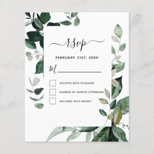 Prospectus 11,4 Cm X 14,2 Cm Mariage botanique de verdure RSVP à budget