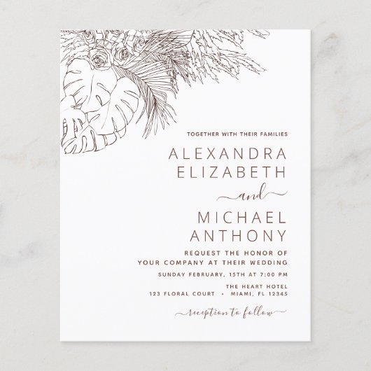 Prospectus 11,4 Cm X 14,2 Cm Mariage Budget Pampas Grass Terracotta Flyer (Devant)