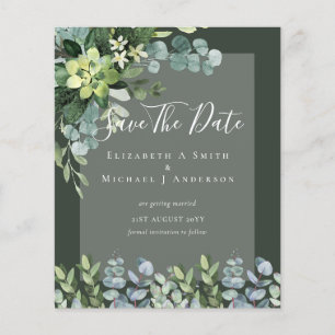 Prospectus 11,4 Cm X 14,2 Cm MARIAGE BUDGET SAVE DATES - Eucalyptus VERT