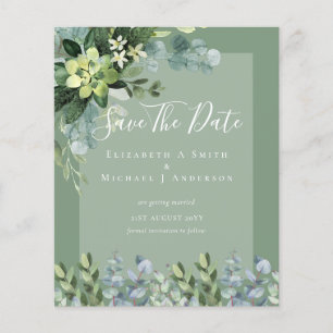 Prospectus 11,4 Cm X 14,2 Cm MARIAGE BUDGET SAVE DATES - Eucalyptus VERT
