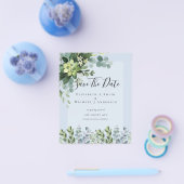 Prospectus 11,4 Cm X 14,2 Cm MARIAGE BUDGET SAVE DATES - Eucalyptus VERT (Simple)
