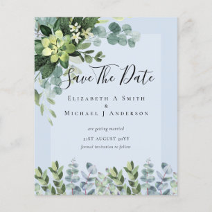 Prospectus 11,4 Cm X 14,2 Cm MARIAGE BUDGET SAVE DATES - Eucalyptus VERT