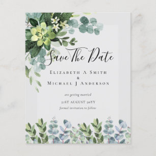 Prospectus 11,4 Cm X 14,2 Cm MARIAGE BUDGET SAVE DATES - Eucalyptus VERT