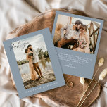 Prospectus 11,4 Cm X 14,2 Cm Mariage budgétaire Merci Dusty Blue Cartes photos<br><div class="desc">Cartes de remerciements du Mariage Budget qui ont une photo à l'avant et à l'arrière. Les cartes de remerciement contiennent une typographie de script moderne,  lettrée à la main,  qui sont élégantes,  simples et modernes à utiliser après que vous minimaliste simple célébration de mariage.</div>