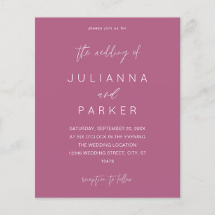 Prospectus 11,4 Cm X 14,2 Cm Mariage Calligraphie MOD Rose Violet Budget