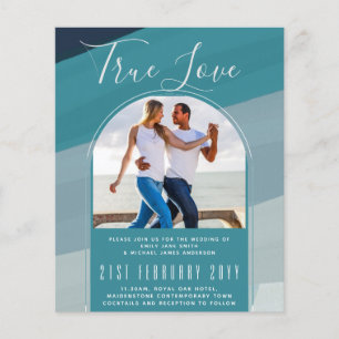 Prospectus 11,4 Cm X 14,2 Cm Mariage contemporain bleu paon sarcelle Verre de m