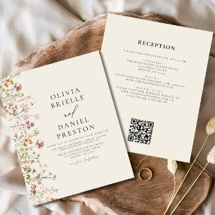 Prospectus 11,4 Cm X 14,2 Cm Mariage de code QR tout en un Fleur sauvage budgét