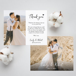 Prospectus 11,4 Cm X 14,2 Cm Mariage de Merci de photo Coeur de script budget