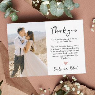 Prospectus 11,4 Cm X 14,2 Cm Mariage de Merci de photo Coeur de script budget