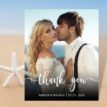 Prospectus 11,4 Cm X 14,2 Cm Mariage de Merci de script photo budget moderne Fl<br><div class="desc">Budget Modern Script Mariage one Photo Merci personnalisé abordable petit budget flyer. Mariage moderne élégant Merci modèle papier avec une photo verticale complète sur le devant avec le texte superposé "Merci" script dans une police de typographie manuscrite en couleur blanche sur l'image. Au dos une photo horizontale et votre message...</div>