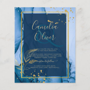 Prospectus 11,4 Cm X 14,2 Cm Mariage d'encre d'alcool bleu LeahG® Navy