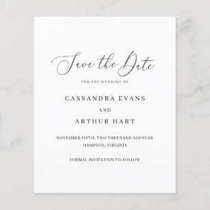 Prospectus 11,4 Cm X 14,2 Cm Mariage Élégant Budget Classique Enregistrez La Da