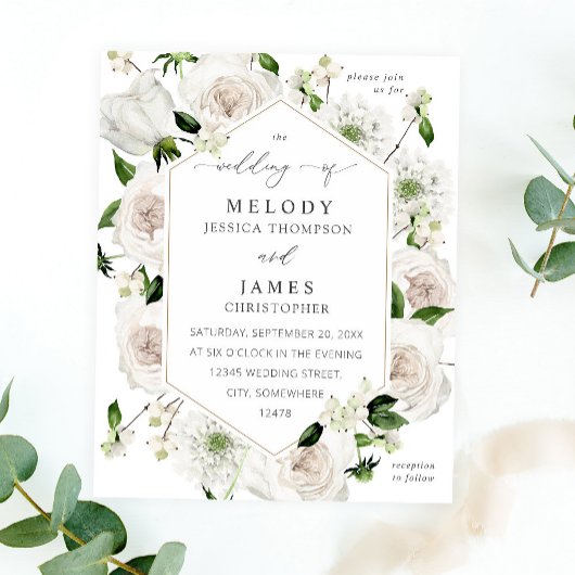 Prospectus 11,4 Cm X 14,2 Cm Mariage Fleurs Blanches Budget