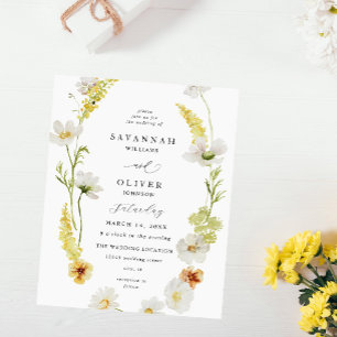 Prospectus 11,4 Cm X 14,2 Cm Mariage floral blanc et jaune Budget