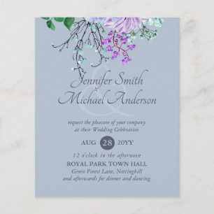 Prospectus 11,4 Cm X 14,2 Cm MARIAGE Floral bleu violet à prix le plus bas