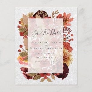 Prospectus 11,4 Cm X 14,2 Cm Mariage floral d'automne - Budget bordeaux orange