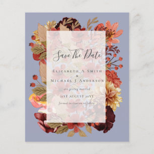Prospectus 11,4 Cm X 14,2 Cm Mariage Floral d'Automne - Budget Orange Bourgogne