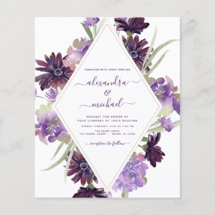 Prospectus 11,4 Cm X 14,2 Cm Mariage Floral de Greenery Violet Poussiéreux Écon
