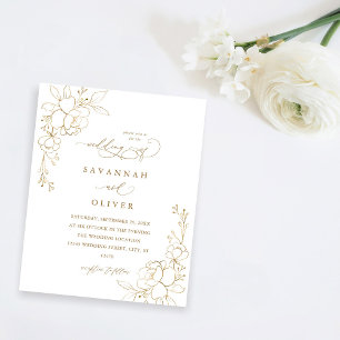Prospectus 11,4 Cm X 14,2 Cm Mariage Floral Gold Linal Budget Blanc & Or