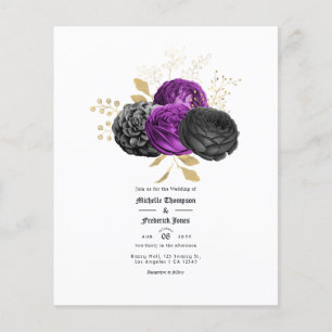 Prospectus 11,4 Cm X 14,2 Cm Mariage Floral Gothique Vintage Violet et Noir