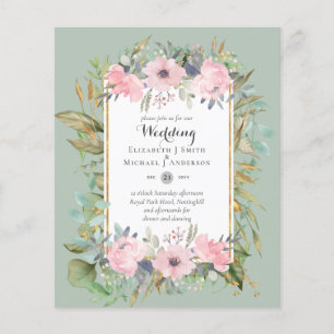 Prospectus 11,4 Cm X 14,2 Cm Mariage Floral Rose Poudré Budget Abordable