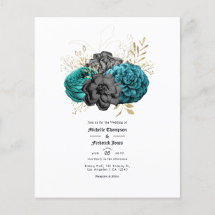 Prospectus 11,4 Cm X 14,2 Cm Mariage gothique turquoise, noir et or