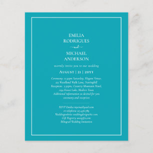 Prospectus 11,4 Cm X 14,2 Cm MARIAGE Monochrome Bleu Paon Sarcelle BUDGET