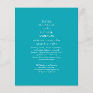 Prospectus 11,4 Cm X 14,2 Cm MARIAGE Monochrome Bleu Paon Turquoise BUDGET