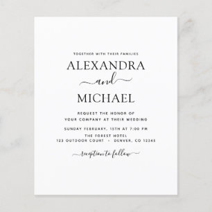 Prospectus 11,4 Cm X 14,2 Cm Mariage Noir Blanc Budget avec Invitation Photo F