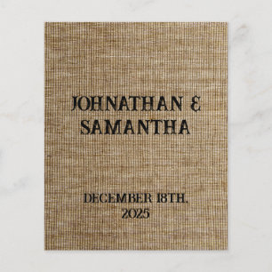 Prospectus 11,4 Cm X 14,2 Cm Mariage personnalisé rustique burlap motif nature
