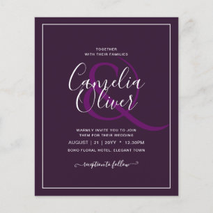 Prospectus 11,4 Cm X 14,2 Cm MARIAGE PETIT BUDGET PLUM POURPRE Monochrome Simpl