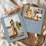 Prospectus 11,4 Cm X 14,2 Cm Mariage photo minimaliste bleu Dusty<br><div class="desc">Faire-part de mariage avec photo à l'avant et quatre (4) à l'arrière. Les invitations de mariage contiennent une typographie écriture contemporaine,  lettrée à la main,  qui sont élégantes,  simples et modernes à utiliser après que vous minimaliste simple célébration de mariage.</div>