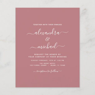 Prospectus 11,4 Cm X 14,2 Cm Mariage Rose Poussiéreuse Budget Typographie Moder