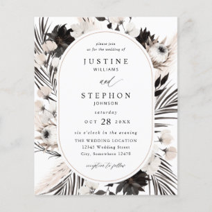 Prospectus 11,4 Cm X 14,2 Cm Mariage Tropical Bohème Noir et Blanc de Budget