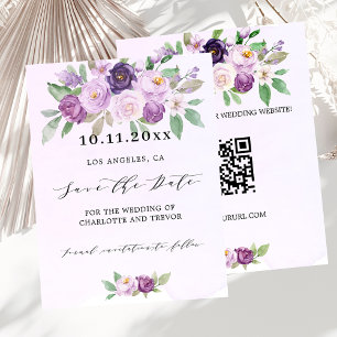 Prospectus 11,4 Cm X 14,2 Cm Mariage violet floral code QR budget enregistrer l